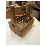Vintage rustic wooden tool caddy, heart shaped