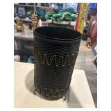 Vintage MCM black expanded metal mesh waste