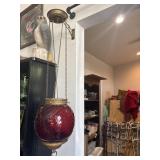 Antique Victorian era pull down parlor lamp,