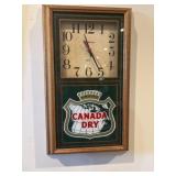 Vintage Canada Dry clock, hungover, quartz, 12x20