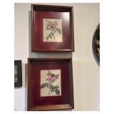 Two floral needlepoint pieces of artwork 15x17