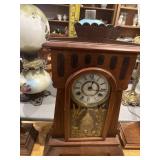 Working American wooden mantle clock with key