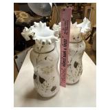 Two antique hand blown glass vases, Victorian,