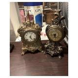 Two Vintage brass clocks, nonworking, electric,