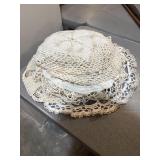 35 vintage, handmade cream crochet doily doilies,