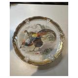 Antique porcelain gamebird cabinet plate, three