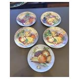 Five vintage , hand painted and signed, J