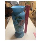 Antique Victorian Bristol blue opaline glass vase
