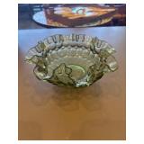 Vintage Fenton, colonial green thumbprint bowl