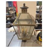 Large brass and glass lamp post, light fixture