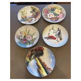 Five vintage cabinet plates, some signed and