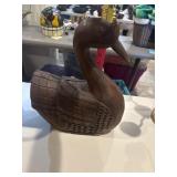Large hand carved wooden folkart sculpture, swan,