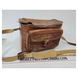 Vintage leather bag with Aztec logo
