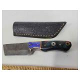 Damascus knife with sheath