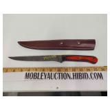 Damascus knife with sheath