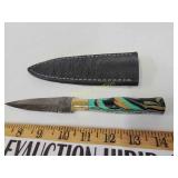 Damascus knife with sheath
