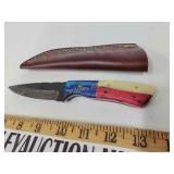 Damascus knife with sheath
