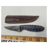 Damascus knife with sheath