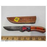 Damascus knife with sheath