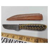 Damascus knife with sheath