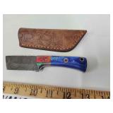 Damascus knife with sheath