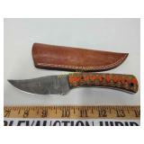 Damascus knife with sheath