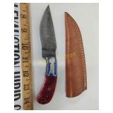 Damascus knife with sheath