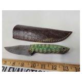 Damascus knife with sheath