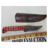 Damascus knife with sheath