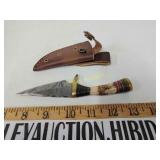 Damascus knife with sheath