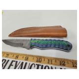 Damascus knife with sheath