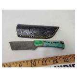 Damascus knife with sheath
