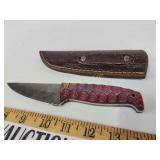 Damascus knife with sheath