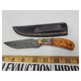 Damascus knife with sheath