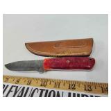 Damascus knife with sheath