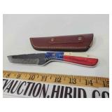 Damascus knife with sheath