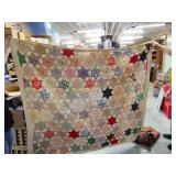 Antique hand sewing 6 point star quilt