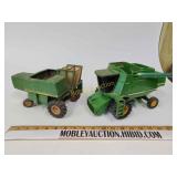 Two metal diecast John Deere combines