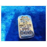 1 oz Silver bar with skeleton