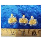 3 gold flake glass small bottles