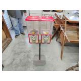 Double gumball machine with keys and stand