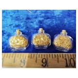 3x Gold flake in glass bottles
