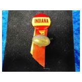 IU Football pin w/ribbon & mini football on chain