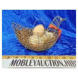 Vintage wire hen basket