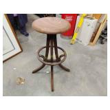 Beautiful wood shop stool wood& iron needs tlc