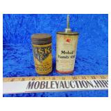 Vintage Mobil handy oil can/ Fish tire