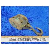 Antique wooden pulley