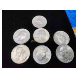 Seven silver quarters