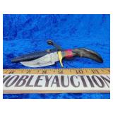 Damascus handmade knife with hoof handle