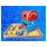 Wooden playschool mail box with blocks